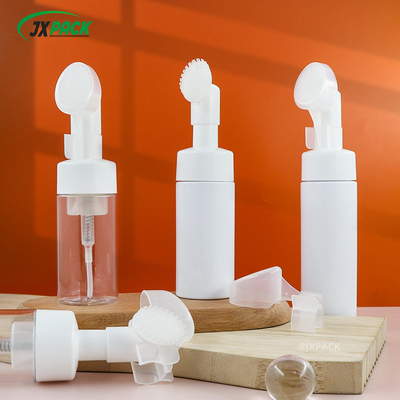 40 ml klare weiße Schaumpumpenflasche rund mit Silikon-Reinigungsbürste